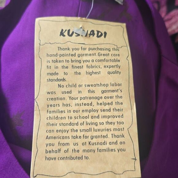 Kusnadi Wearable Art Dress/Tunic, Purple, Blk, Ethnic Prt, Tribal,Boho, NWT, L - Picture 10 of 10